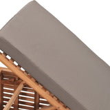 NNEVL Sun Lounger with Dark Grey Cushion Solid Teak Wood
