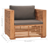 NNEVL Garden Sofa Chair with Dark Grey Cushions Solid Teak Wood