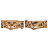 NNEVL Garden Table and Footrest Set & Cream Cushion Solid Teak Wood