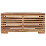 NNEVL Garden Table and Footrest Set & Cream Cushion Solid Teak Wood