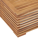 NNEVL Garden Table and Footrest Set & Cream Cushion Solid Teak Wood