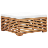 NNEVL Garden Table and Footrest Set & Cream Cushion Solid Teak Wood