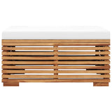 NNEVL Garden Table and Footrest Set & Cream Cushion Solid Teak Wood
