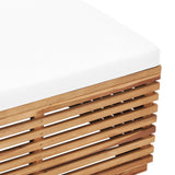 NNEVL Garden Table and Footrest Set & Cream Cushion Solid Teak Wood