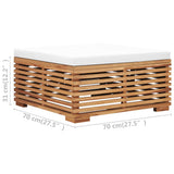 NNEVL Garden Table and Footrest Set & Cream Cushion Solid Teak Wood