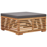 NNEVL Garden Table and Footrest Set&Dark Grey Cushion Solid Teak Wood
