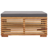 NNEVL Garden Table and Footrest Set&Dark Grey Cushion Solid Teak Wood