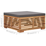 NNEVL Garden Table and Footrest Set&Dark Grey Cushion Solid Teak Wood