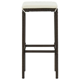 NNEVL 3 Piece Garden Bar Set with Cushions Poly Rattan Brown