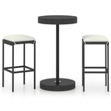 NNEVL 3 Piece Garden Bar Set with Cushions Poly Rattan Black