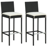 NNEVL 3 Piece Garden Bar Set with Cushions Poly Rattan Black