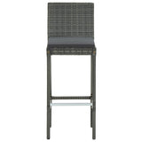 NNEVL 3 Piece Garden Bar Set with Cushions Poly Rattan Grey