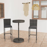 NNEVL 3 Piece Garden Bar Set with Cushions Poly Rattan Grey