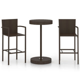 NNEVL 3 Piece Garden Bar Set Poly Rattan Brown