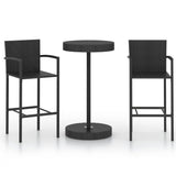 NNEVL 3 Piece Garden Bar Set Poly Rattan Black