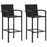 NNEVL 3 Piece Garden Bar Set Poly Rattan Black
