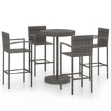 NNEVL 5 Piece Garden Bar Poly Rattan Grey