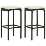 NNEVL 3 Piece Garden Bar Set with Cushions Poly Rattan Brown