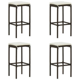NNEVL 5 Piece Garden Bar Set with Cushions Poly Rattan Brown