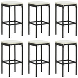 NNEVL 7 Piece Garden Bar Set with Cushions Poly Rattan Black
