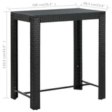NNEVL 7 Piece Garden Bar Set with Cushions Poly Rattan Black