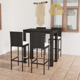 NNEVL 5 Piece Outdoor Bar Set with Cushions Poly Rattan Black