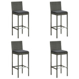 NNEVL 5 Piece Outdoor Bar Set with Cushions Poly Rattan Grey