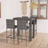 NNEVL 5 Piece Outdoor Bar Set with Cushions Poly Rattan Grey