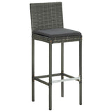NNEVL 7 Piece Outdoor Bar Set with Cushions Poly Rattan Grey