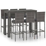 NNEVL 7 Piece Outdoor Bar Set with Anthracite Cushions Poly Rattan