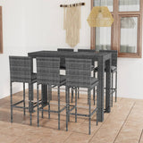 NNEVL 7 Piece Outdoor Bar Set with Anthracite Cushions Poly Rattan