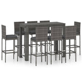 NNEVL 9 Piece Outdoor Bar Set with Anthracite Cushions Poly Rattan