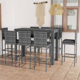 NNEVL 9 Piece Outdoor Bar Set with Anthracite Cushions Poly Rattan