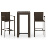 NNEVL 3 Piece Outdoor Bar Set with Armrest Poly Rattan Brown