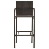 NNEVL 3 Piece Outdoor Bar Set with Armrest Poly Rattan Brown