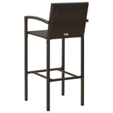 NNEVL 3 Piece Outdoor Bar Set with Armrest Poly Rattan Brown