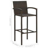 NNEVL 3 Piece Outdoor Bar Set with Armrest Poly Rattan Brown