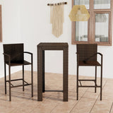NNEVL 3 Piece Outdoor Bar Set with Armrest Poly Rattan Brown