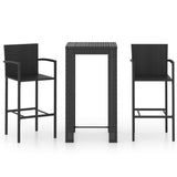NNEVL 3 Piece Outdoor Bar Set with Armrest Poly Rattan Black