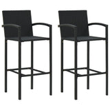 NNEVL 3 Piece Outdoor Bar Set with Armrest Poly Rattan Black