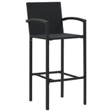 NNEVL 3 Piece Outdoor Bar Set with Armrest Poly Rattan Black