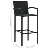 NNEVL 3 Piece Outdoor Bar Set with Armrest Poly Rattan Black