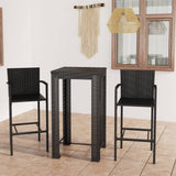 NNEVL 3 Piece Outdoor Bar Set with Armrest Poly Rattan Black