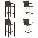 NNEVL 5 Piece Outdoor Bar Set with Armrest Poly Rattan Brown