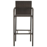 NNEVL 5 Piece Outdoor Bar Set with Armrest Poly Rattan Brown