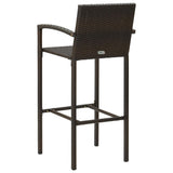 NNEVL 5 Piece Outdoor Bar Set with Armrest Poly Rattan Brown