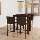 NNEVL 5 Piece Outdoor Bar Set with Armrest Poly Rattan Brown