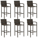 NNEVL 7 Piece Outdoor Bar Set with Armrest Poly Rattan Brown