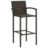 NNEVL 7 Piece Outdoor Bar Set with Armrest Poly Rattan Brown