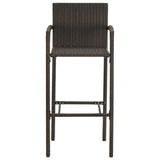 NNEVL 7 Piece Outdoor Bar Set with Armrest Poly Rattan Brown